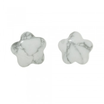 Pendientes flor howlita Plata 1ª Ley 925 - Karissma
