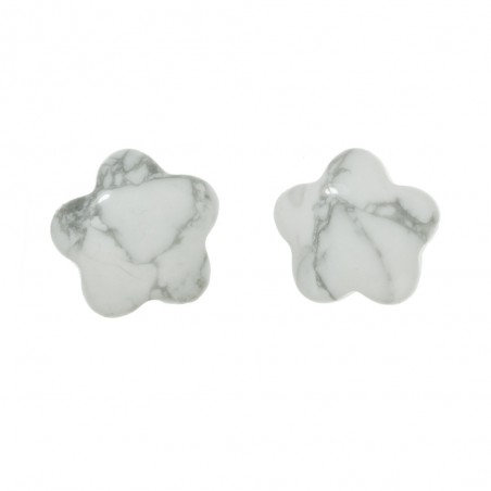 Pendientes flor howlita Plata 1ª Ley 925 - Karissma