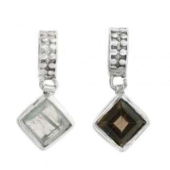 Pendientes con piedra colgante cuadrada Plata 1ª Ley 925 - Karissma