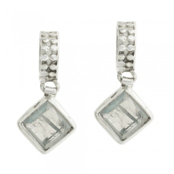 Pendientes con piedra colgante cuadrada Plata 1ª Ley 925 - Karissma 2