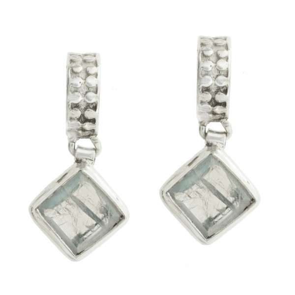 Pendientes con piedra colgante cuadrada Plata 1ª Ley 925 - Karissma