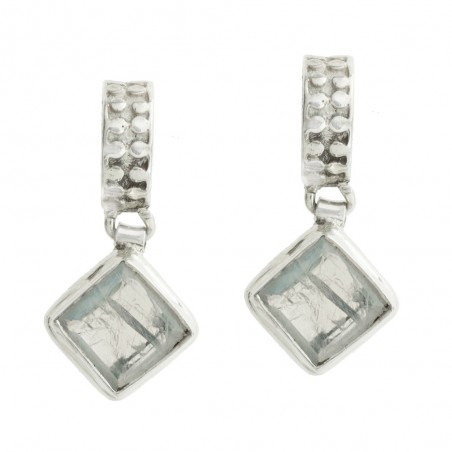 Pendientes con piedra colgante cuadrada Plata 1ª Ley 925 - Karissma