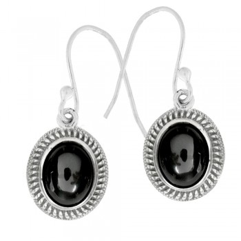 Pendientes con piedra oval y base labrada Plata 1ª Ley 925 - Karissma 2