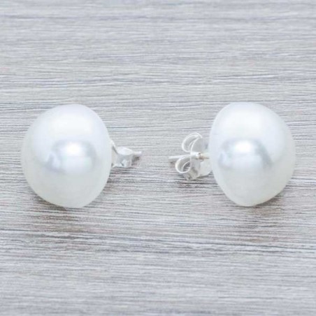 Pendientes media bola perla Plata de Ley 925