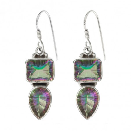 Pendientes doble topacio místico Plata de 1ª Ley 925 - Karissma