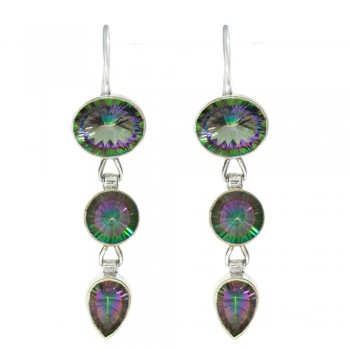 Pendientes triple topacio místico Plata de 1ª Ley 925 - Karissma