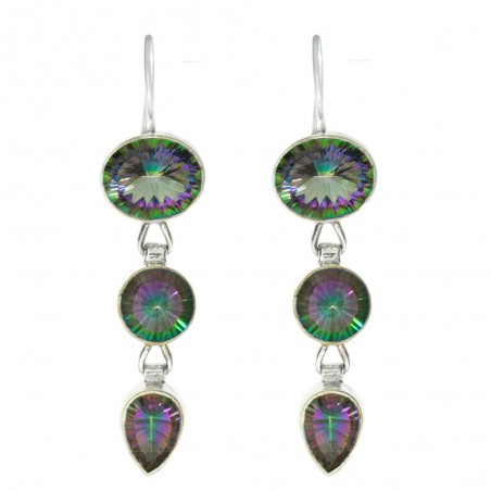 Pendientes triple topacio místico Plata de 1ª Ley 925 - Karissma