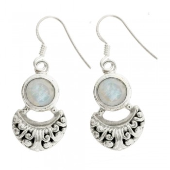 Pendientes base media luna con piedra de luna - Karissma