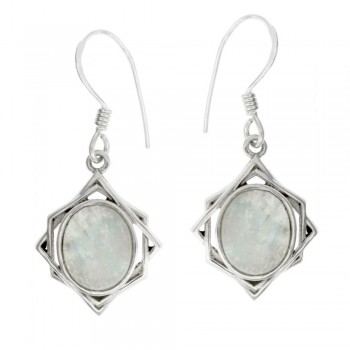 Pendientes piedra oval estilo étnico Plata de Ley  - Karissma 2