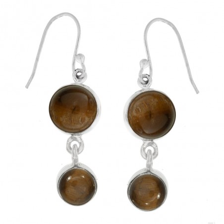 Pendientes largos con doble piedra redonda Plata 1ª Ley 925 - Karissma