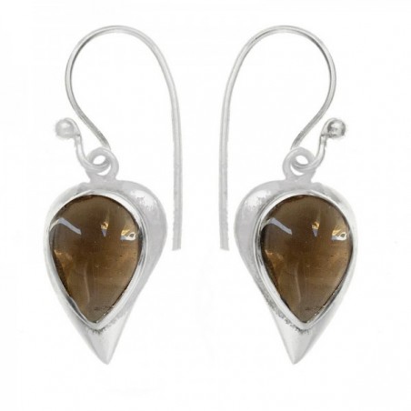 Pendientes gota cuarzo fumé Plata de Ley 925 - Karissma