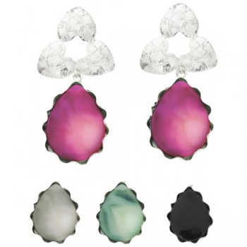 Pendientes largos gota ágata Plata de Ley - Karissma