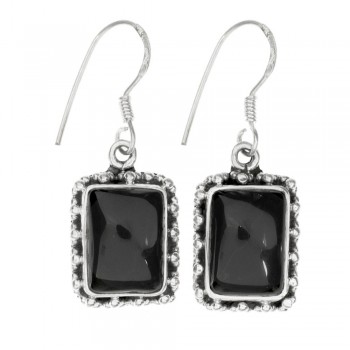 Pendientes rectángulo ónix Plata de Ley - Karissma