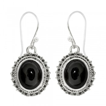 Pendientes largos con piedra oval Plata de Ley - Karissma 2