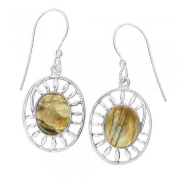 Pendientes labradorita base calada Plata de Ley - Karissma