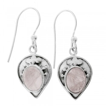 Pendientes gota invertida de cuarzo rosa Plata de Ley - Karissma