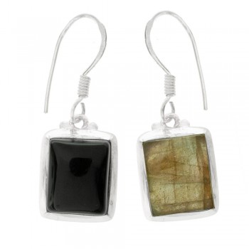 Pendientes rectángulo ónix o labradorita Plata de Ley - Karissma