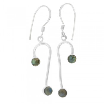 Pendientes largos minimalista con labradorita Plata de Ley - Karissma