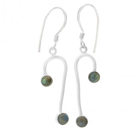 Pendientes largos minimalista con labradorita Plata de Ley - Karissma