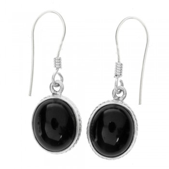 Pendientes largos ónix ovalado Plata de Ley - Karissma