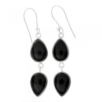 Pendientes doble gota de ónix Plata de Ley - Karissma