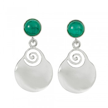 Pendientes turquesa con base espiral Plata de Ley - Karissma