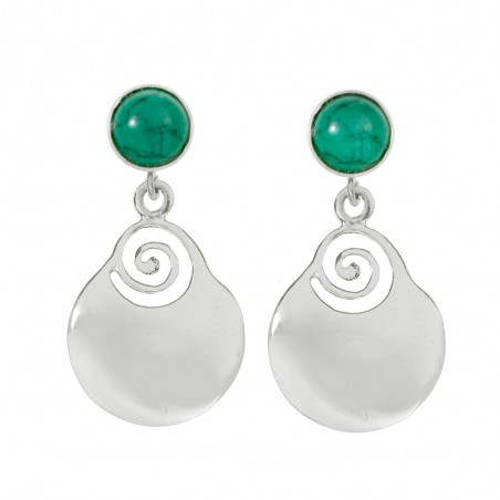 Pendientes turquesa con base espiral Plata de Ley - Karissma