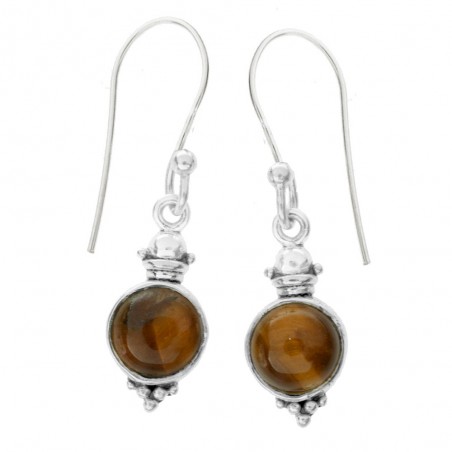 Pendientes étnicos ojo de tigre Plata de Ley - Karissma