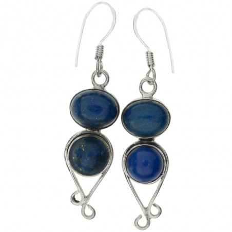 Pendientes largos doble lapislázuli Plata de Ley - Karissma
