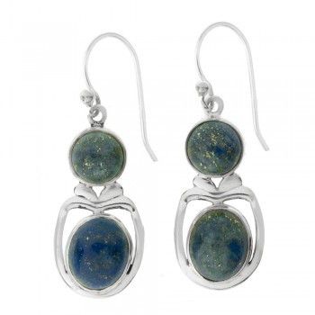 Pendientes largos doble lapislázuli Plata de Ley - Karissma