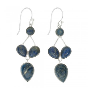 Pendientes largos 4 piedras lapislázuli Plata de Ley - Karissma