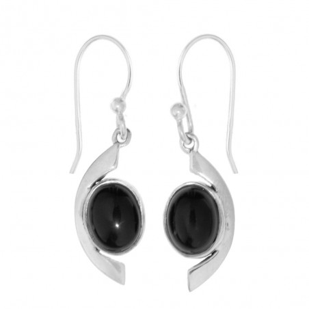 Pendientes ónix ovalado Plata de Ley - Karissma