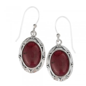 Pendientes piedra óvalo de granate Plata de Ley - Karissma