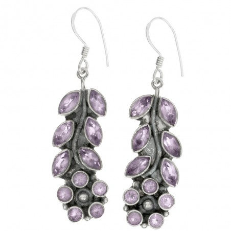 Pendientes espiga de amatistas facetadas Plata de Ley - Karissma