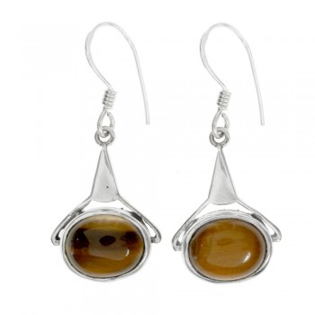 Pendientes óvalo horizontal ojo de tigre Plata de Ley - Karissma