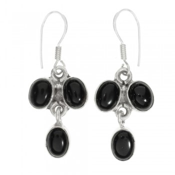 Pendientes triple ónix oval Plata de Ley - Karissma