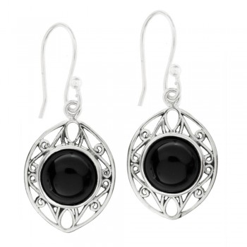 Pendientes ónix base calada Plata de Ley - Karissma