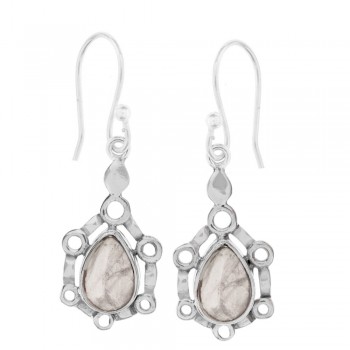 Pendientes gota de piedra base círculos Plata de Ley - Karissma 2