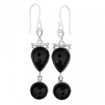 Pendientes largos piedra gota y círculo Plata de Ley - Karissma 2