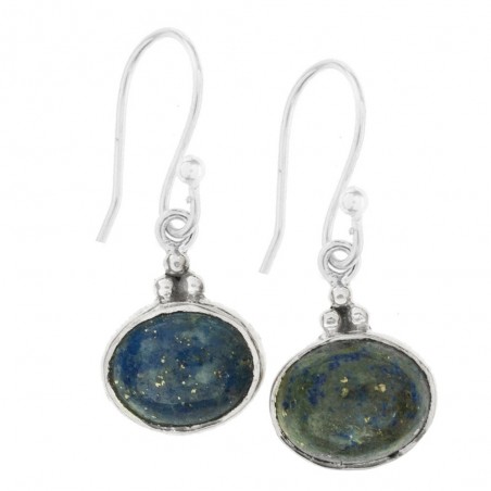 Pendientes lapislázuli oval engarce horizontal Plata de Ley - Karissma
