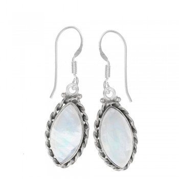 Pendientes piedra de luna talla marquesa Plata de Ley - Karissma