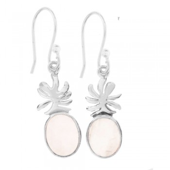 Pendientes piedra cuarzo rosa Plata de Ley - Karissma