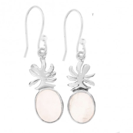 Pendientes piedra cuarzo rosa Plata de Ley - Karissma