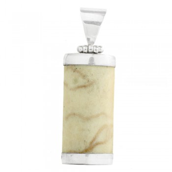 Colgante rectángulo coral blanco Plata de 1ª Ley - Karissma