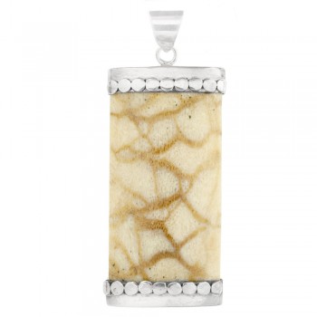 Colgante rectángulo coral blanco Plata de 1ª Ley - Karissma