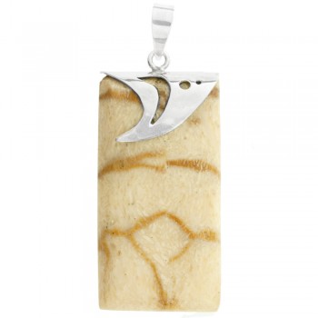 Colgante rectángulo coral blanco Plata de 1ª Ley - Karissma