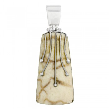 Colgante geométrico coral blanco Plata de 1ª Ley - Karissma