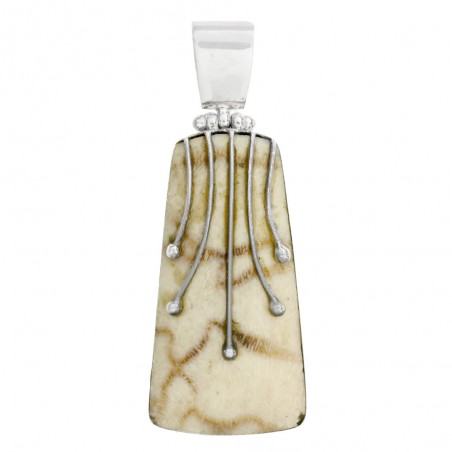 Colgante geométrico coral blanco Plata de 1ª Ley - Karissma