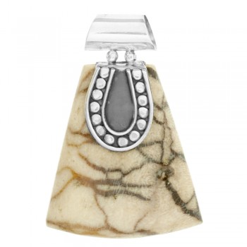 Colgante geométrico trapezoidal de coral blanco Plata de 1ª Ley - Karissma