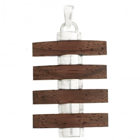 Colgante geométrico de madera y Plata de Ley - Karissma